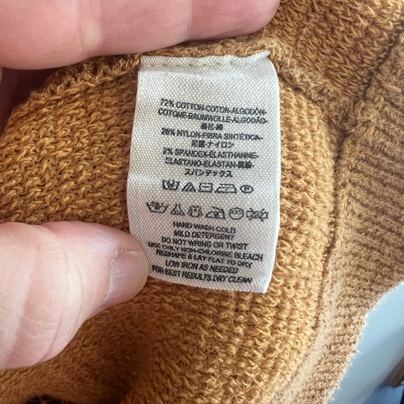 Free People Mock Neck Ottoman Slouchy Tunic Sweater, Ochre Yellow Orange, M - Picture 8 of 8